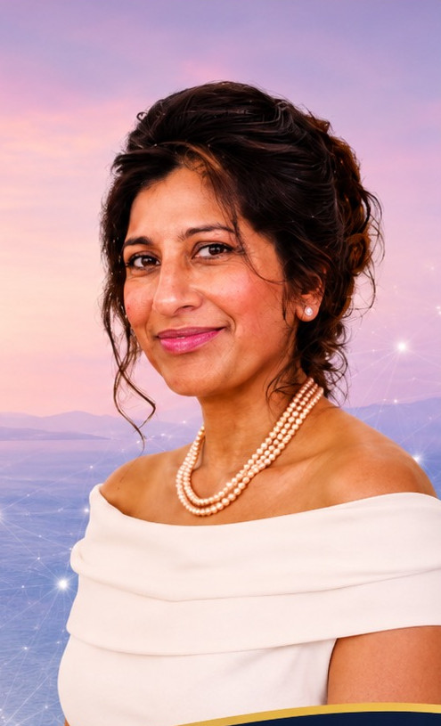 Dr Jessica Sneha Gray overlooking the coastline